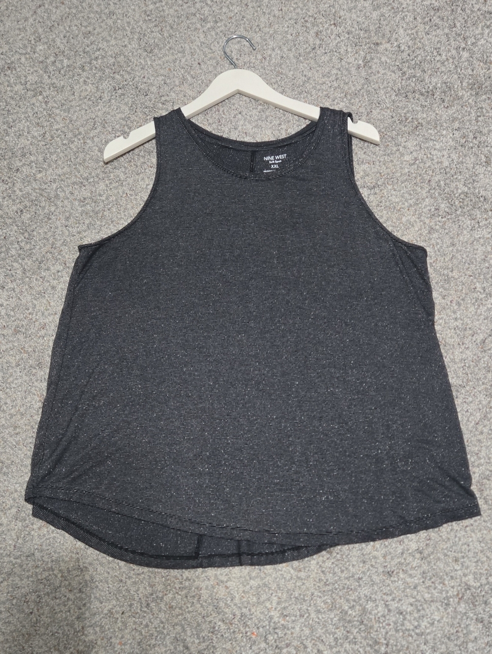 Nine West Black With Silver Metallic Thread Tank Top
